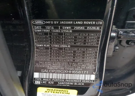 2017 Land Rover Discovery Sport Se из США, поврежденный, VIN SALCP2BGXHH658171